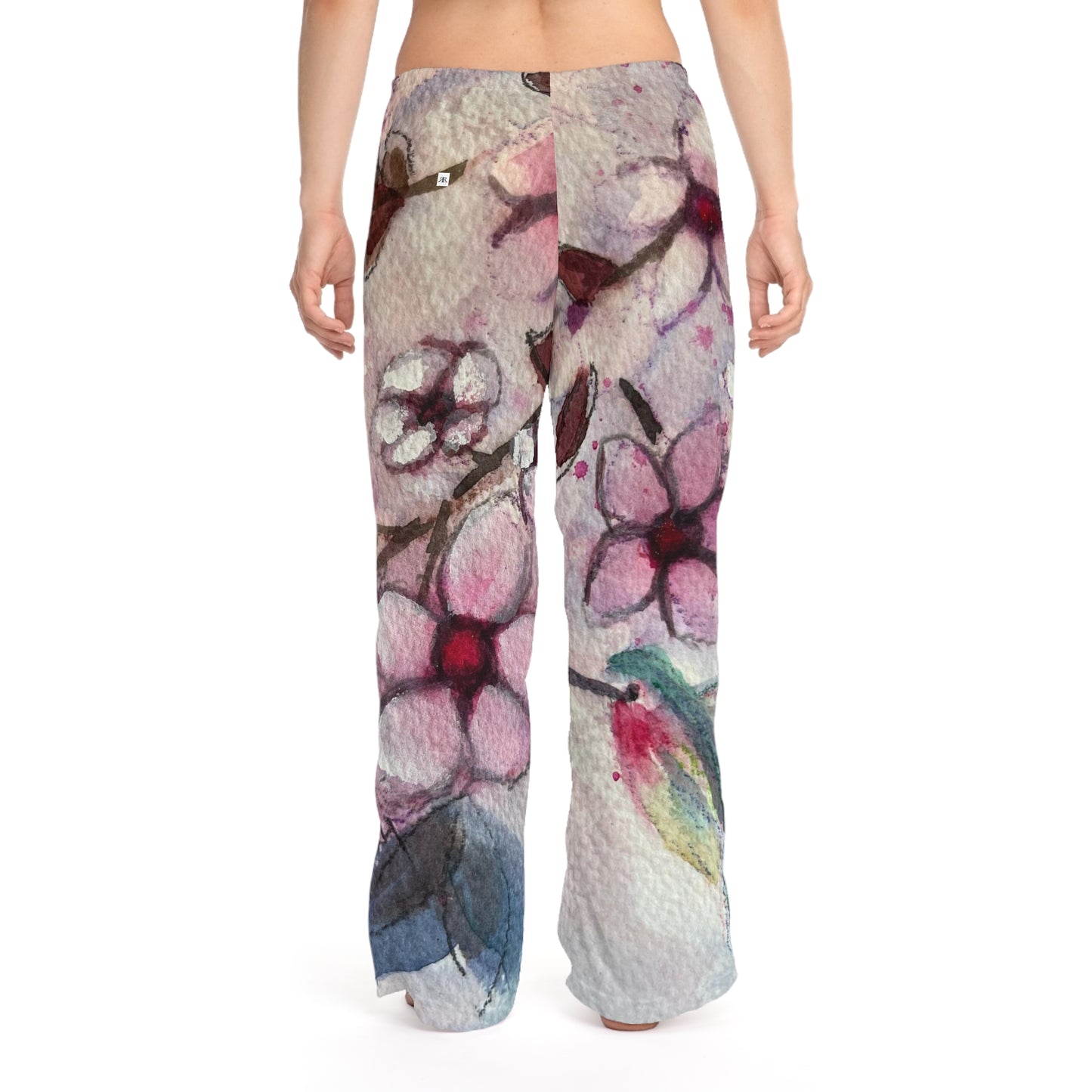 Pajama Pants - Hummingbird in Cherry Blossoms- Women's Pajama Pants