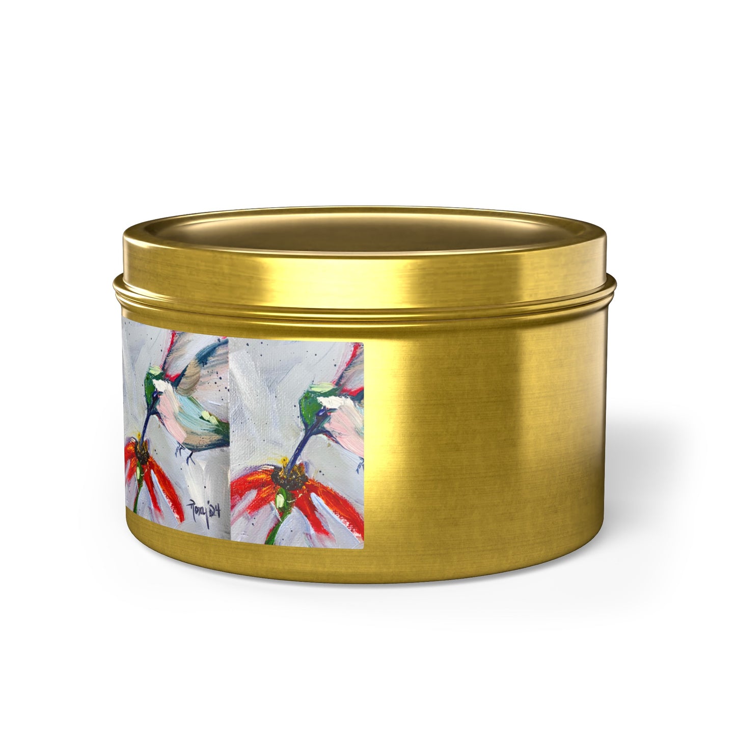 Hummingbird at a Cone Flower Tin Candle