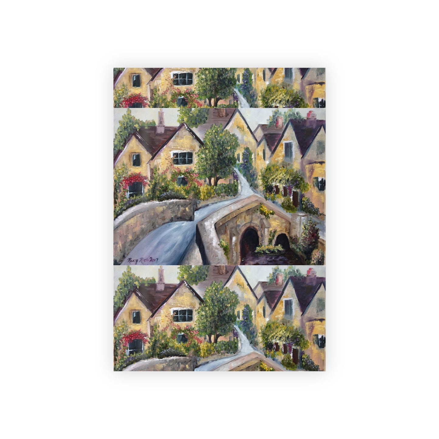 Original Oil Painting Castle Combe Cotswolds Wilshire printed Gift Wrapping Paper Rolls, 1pc