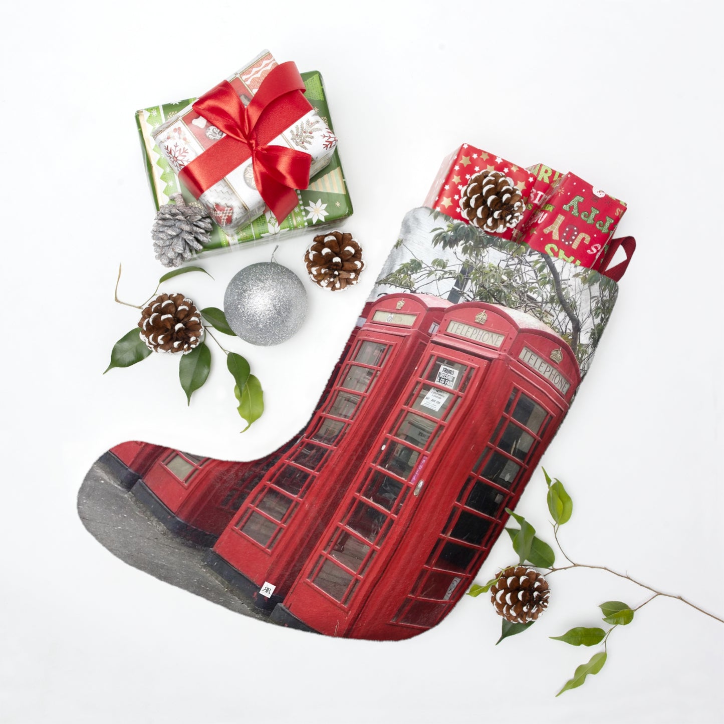 British Phone Booths Christmas Stocking