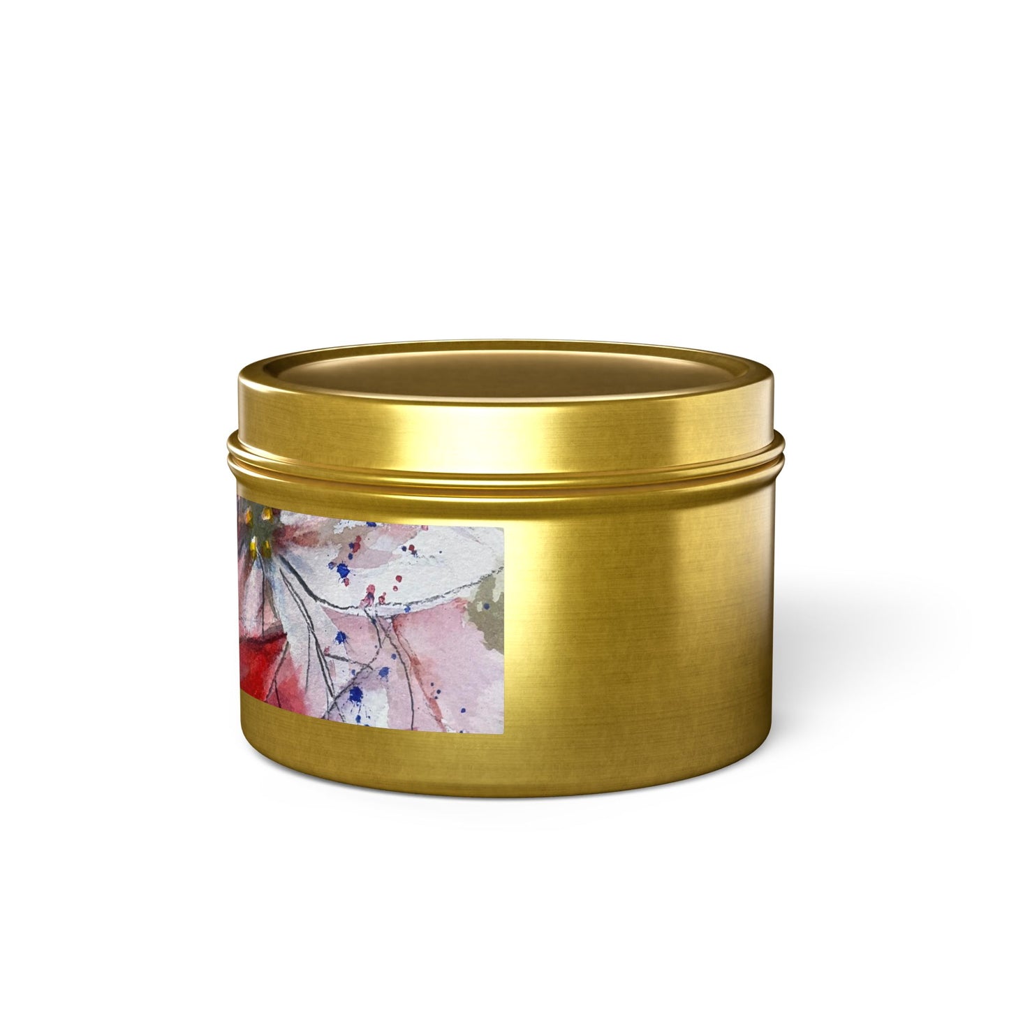 Tin Candle-Poinsettias