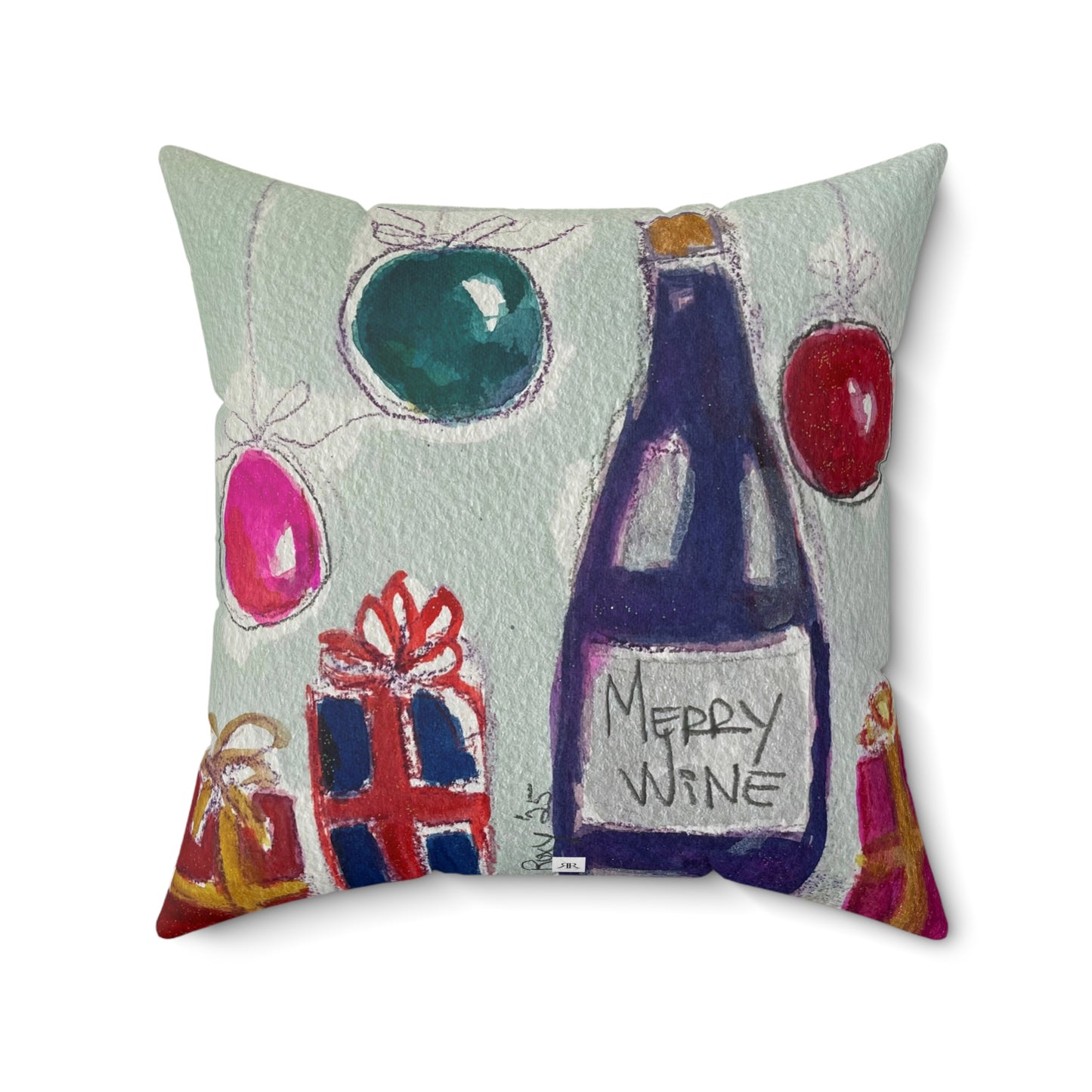 Indoor Spun Polyester Square Pillow-Merry Wine
