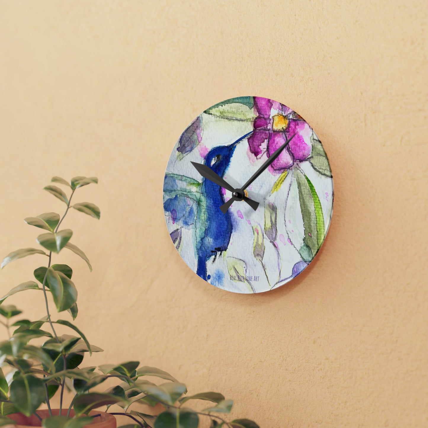Hummingbird in Spring Acrylic Wall Clock