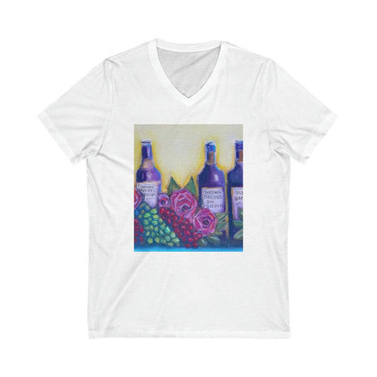 GBV Wine &amp; Roses-Camiseta unisex de manga corta con cuello en V