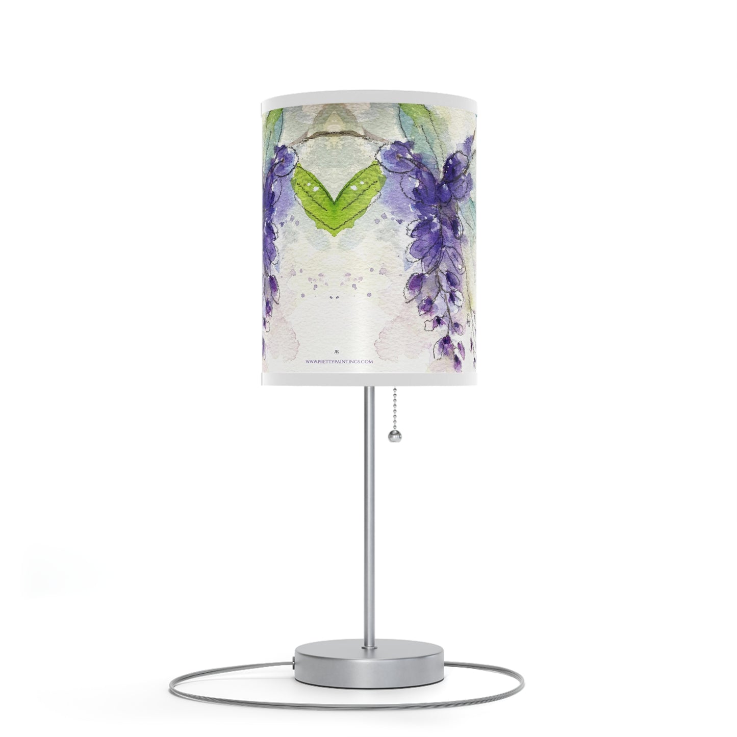 Lámpara de glicina de acuarela floral suelta en un soporte, enchufe EE. UU./CA