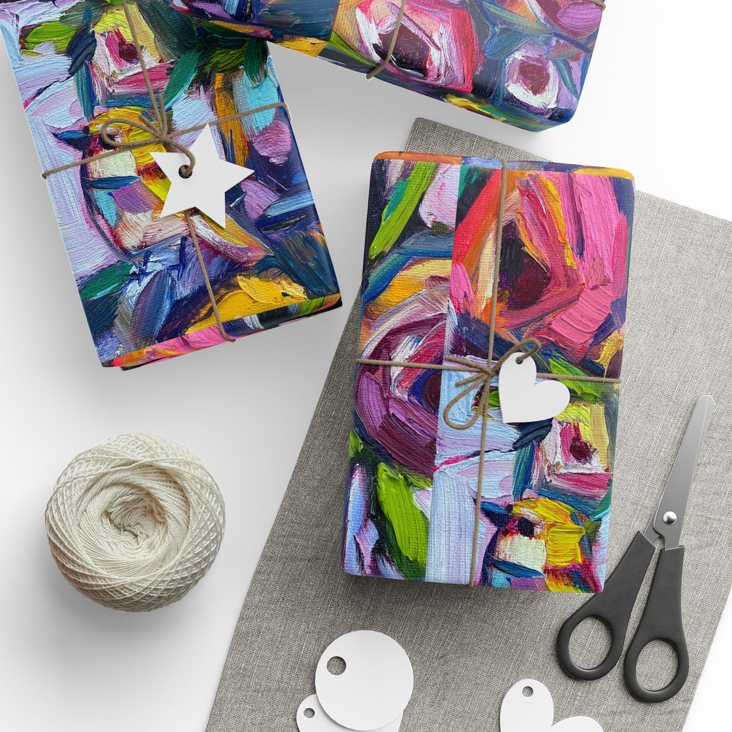 Abstract Blooms and Bird (3 Sizes) Wrapping Papers