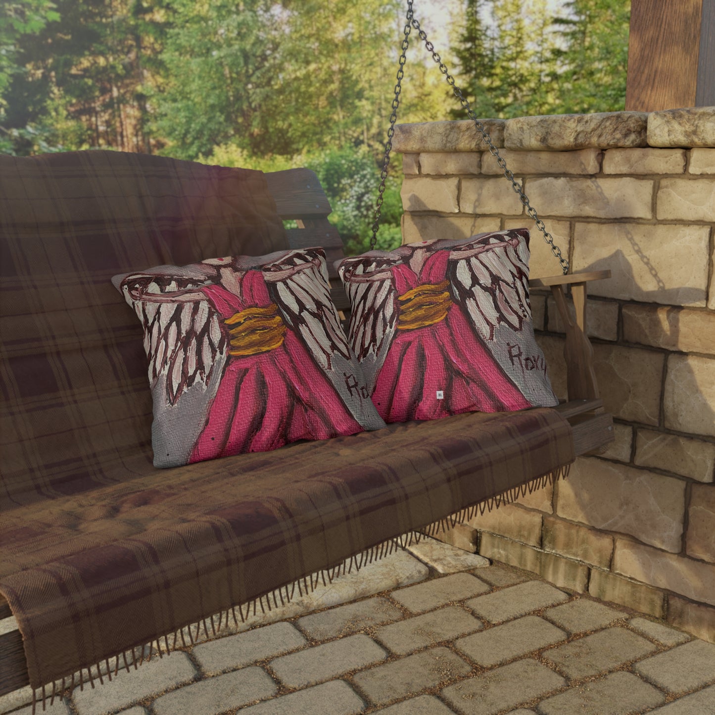 Pink Angel Outdoor Pillows