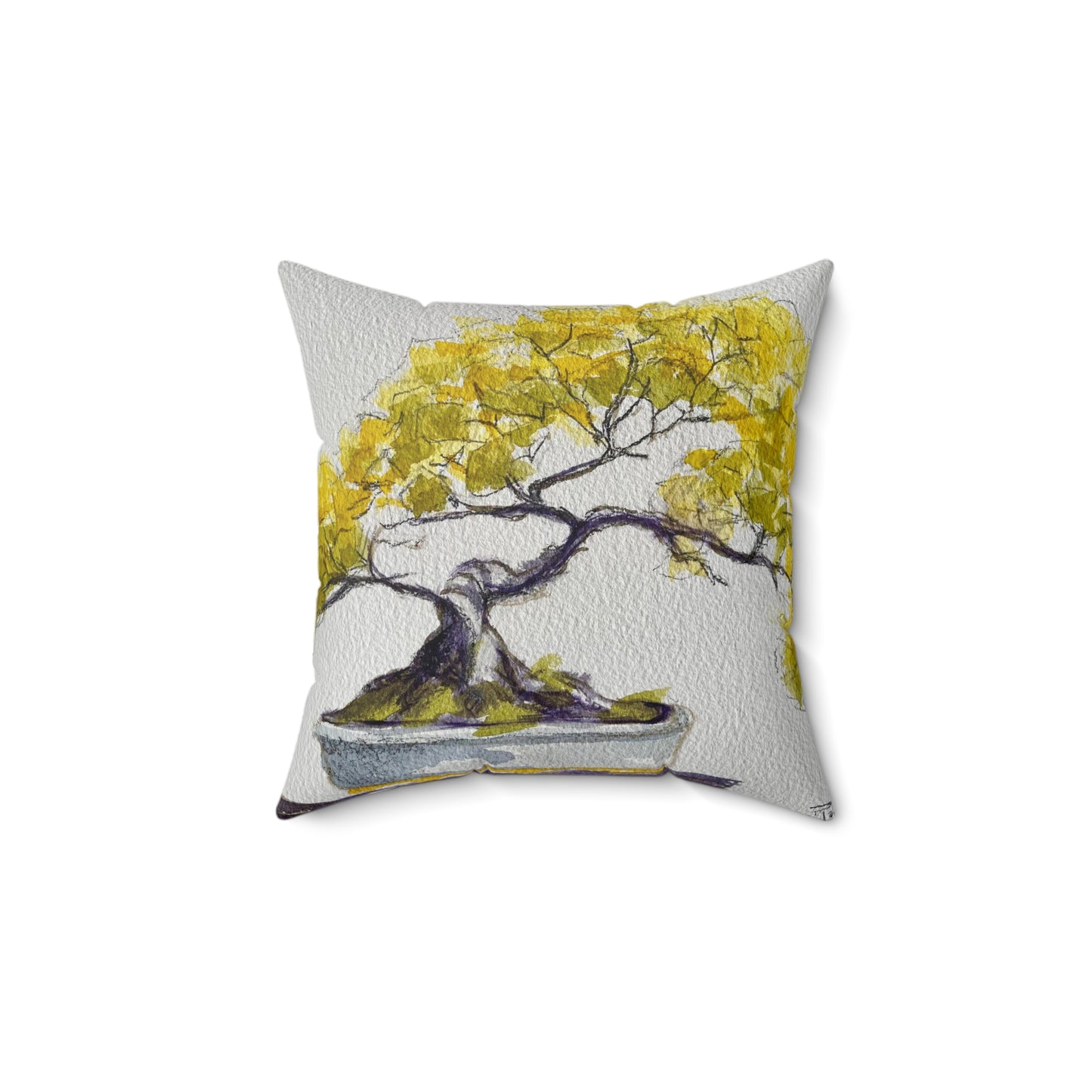 Yellow Bonsai Indoor Spun Polyester Square Pillow