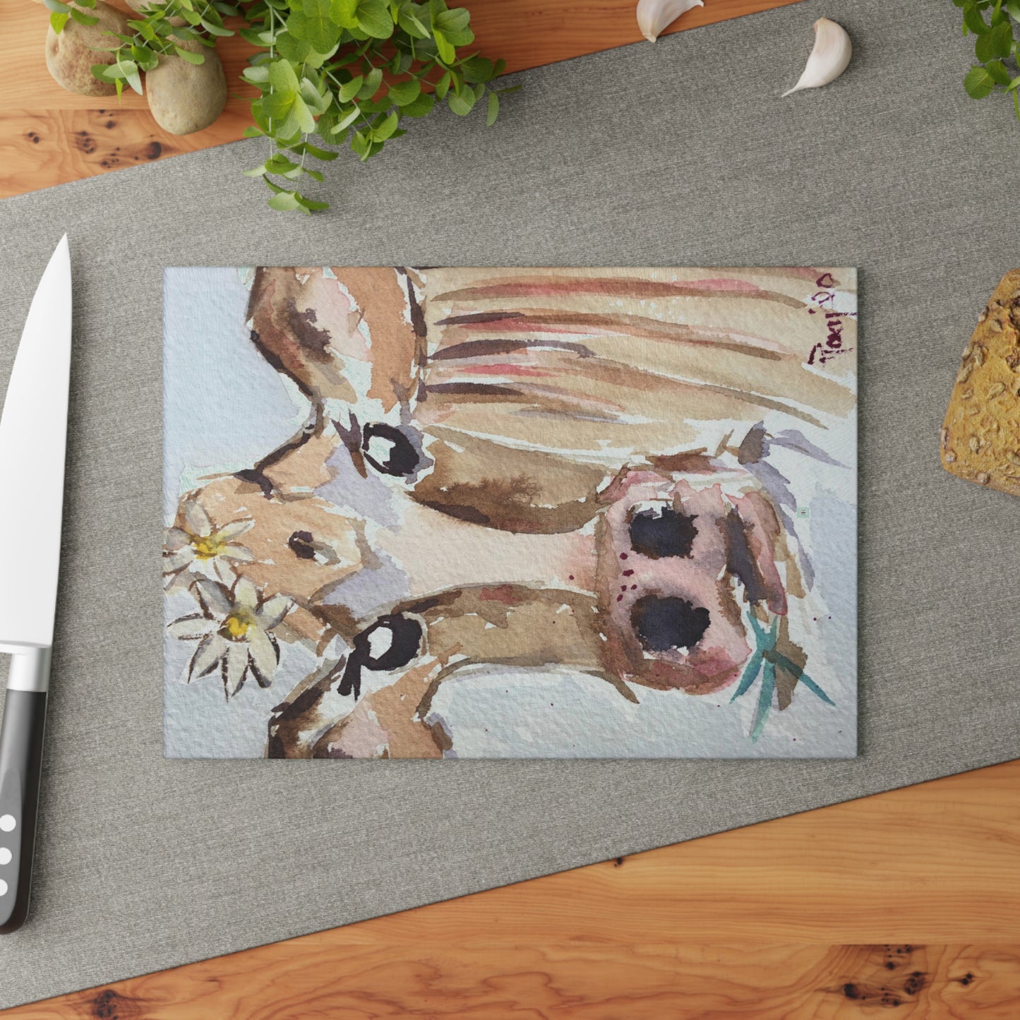 Daisy Mae Whimsical Cow Glass Cutting Board