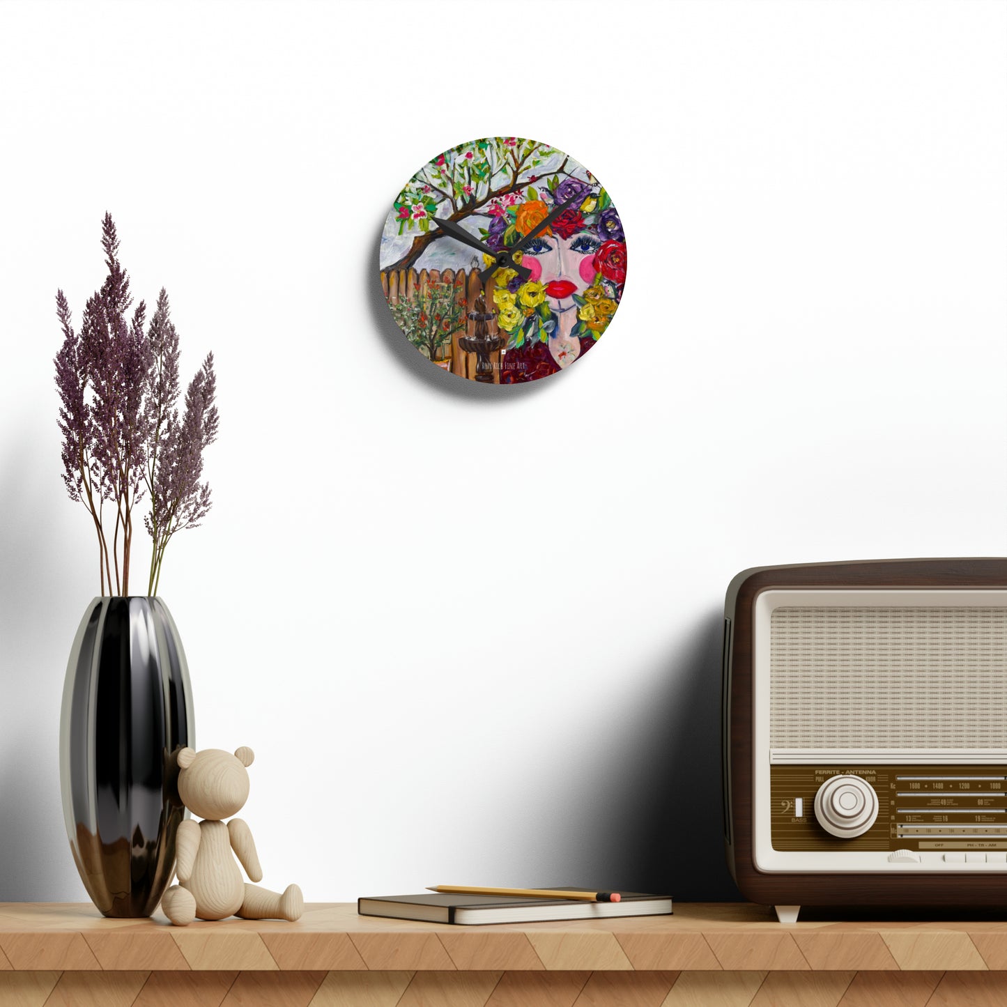 Birds and Blossoms Acrylic Wall Clock