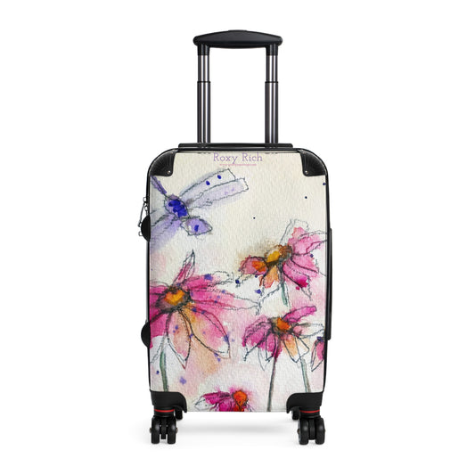 Libellule violette avec échinacées, valise à main