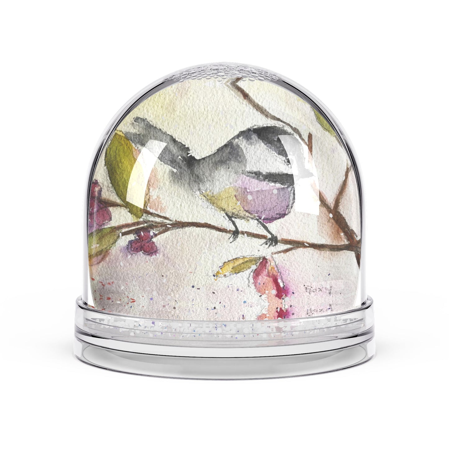 Snow Globe - Chickadee in a Berry Tree