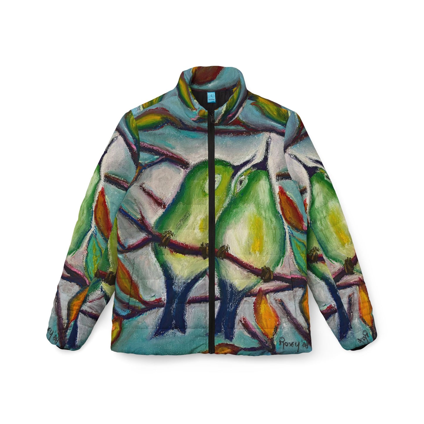 Women's Puffer Jacket - Roxy Rich Fine Art -Cuddling Warblers