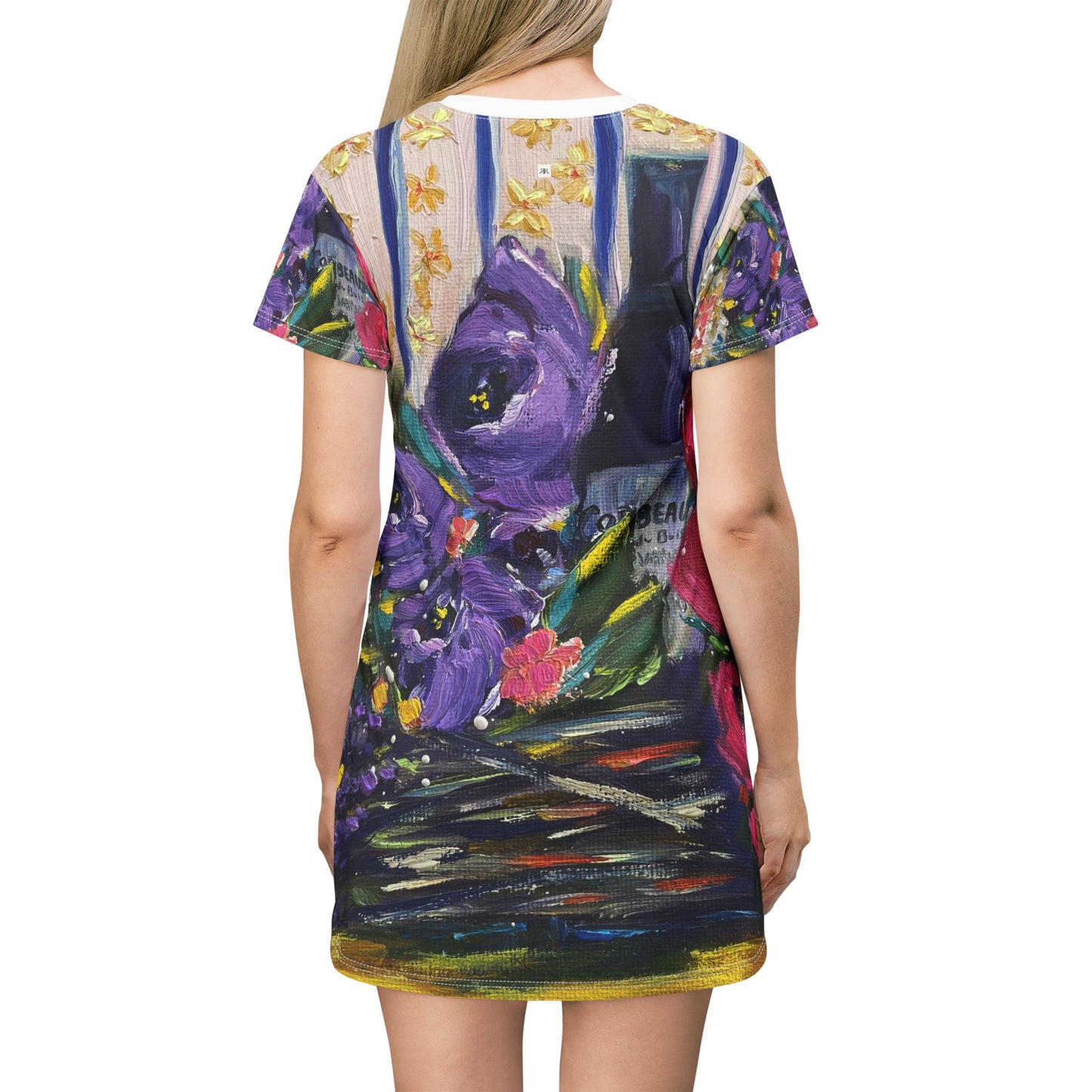 T-Shirt Dress (AOP)-Corbeaux Wine and Lavender