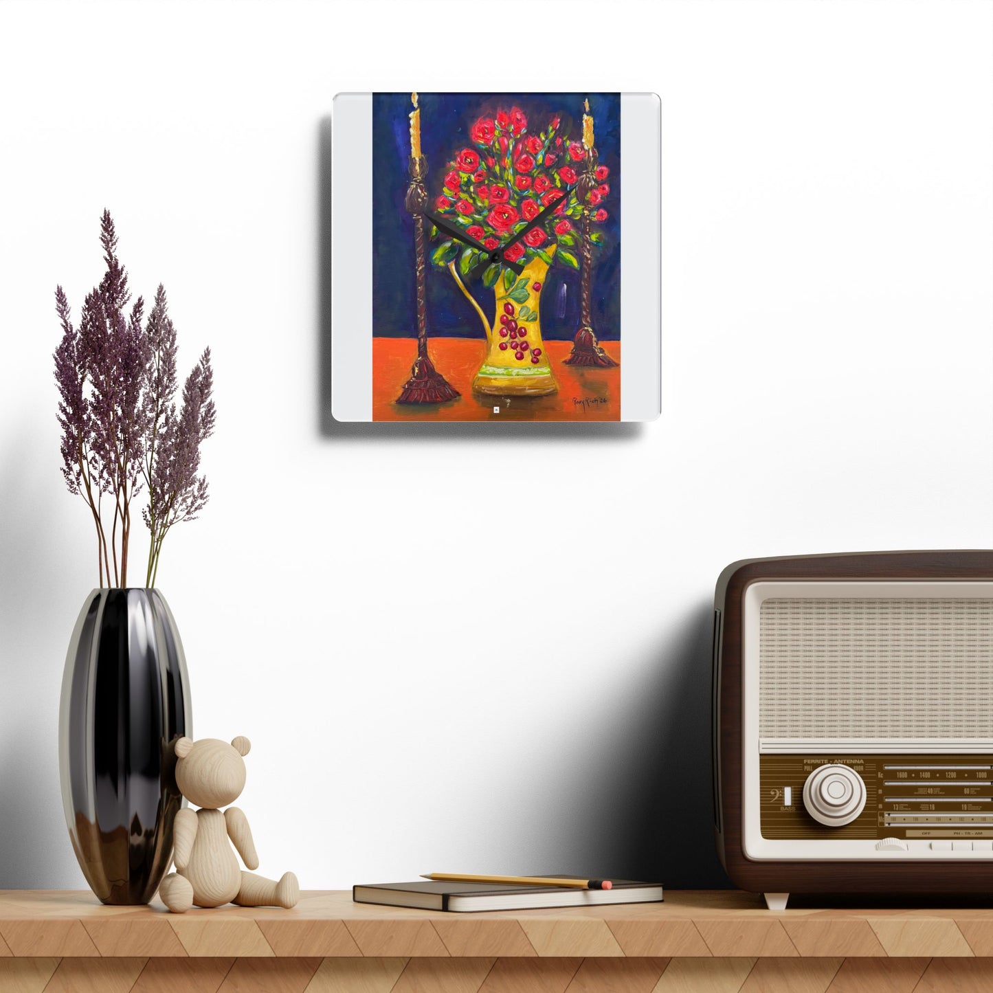 Acrylic Wall Clock -Candlelit Corals