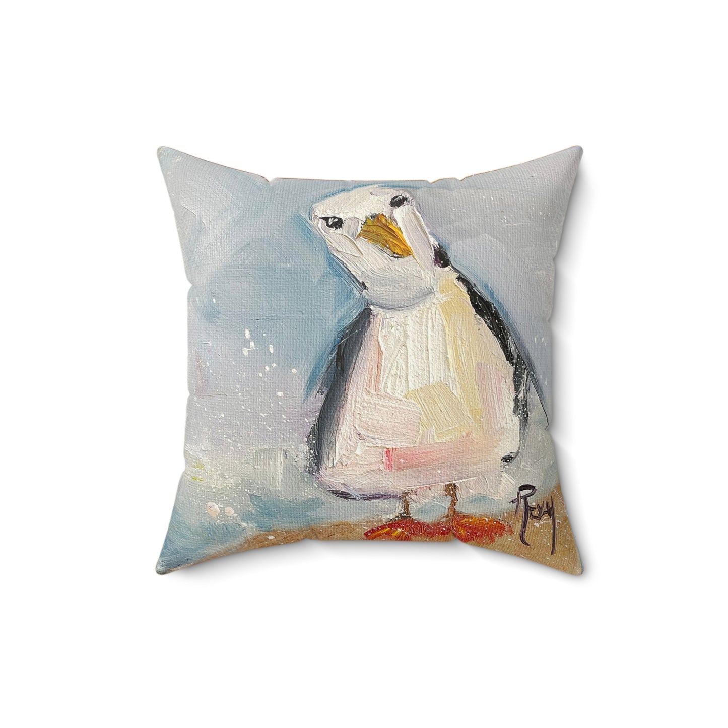 Inquisitive Seagull Indoor Spun Polyester Square Pillow