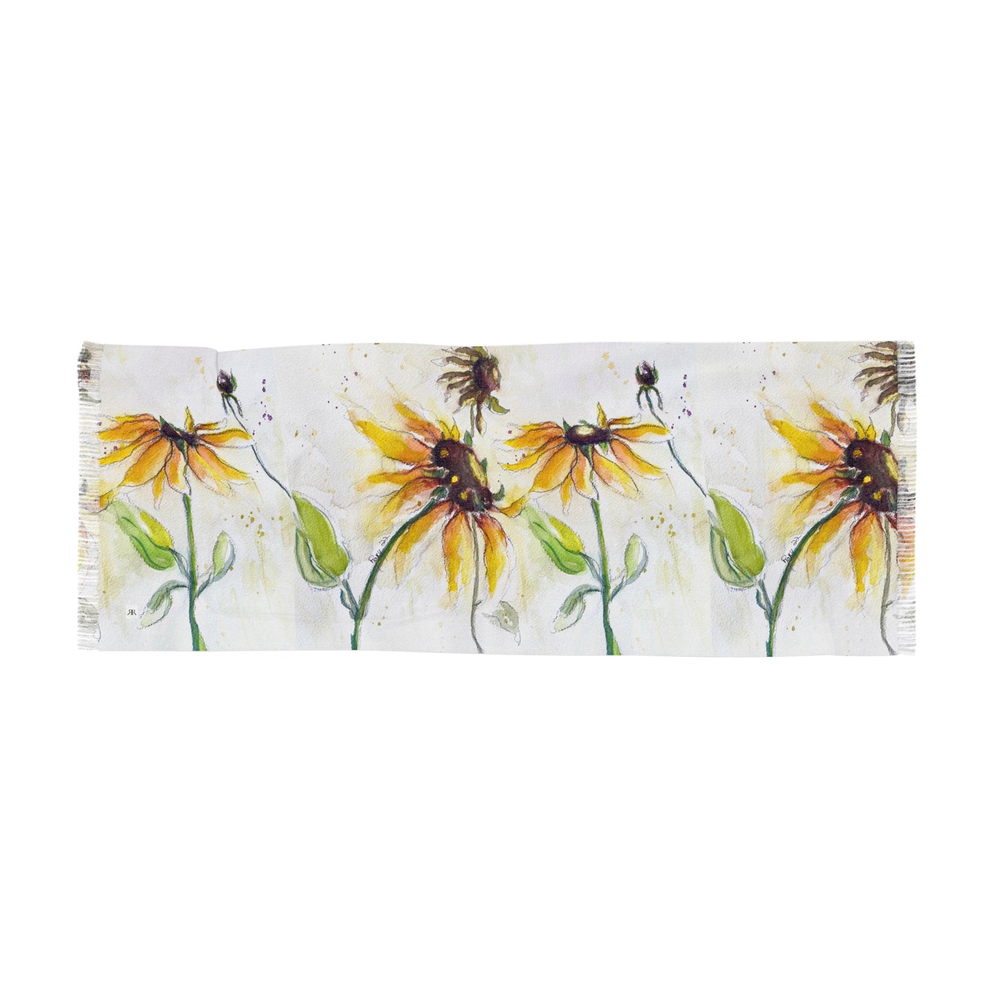 Colorful Scarf — Artistic Lightweight Neck Wrap- Autumn Sunflowers