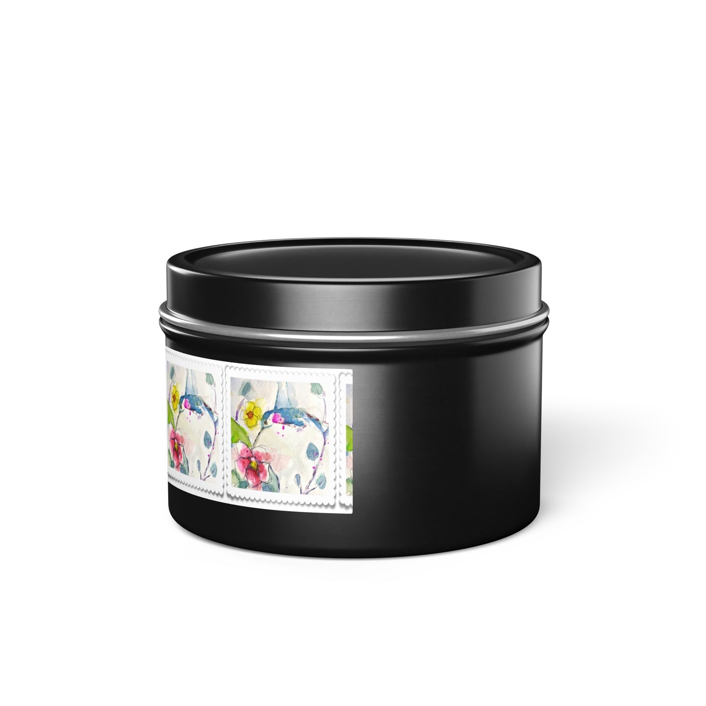 Loose Floral Hummingbird Tin Candle