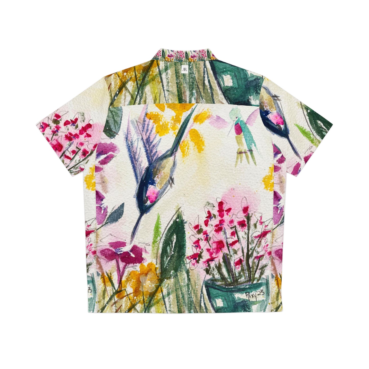 ¡Zoom! Camisa hawaiana para hombre Whimsical Hummingbird