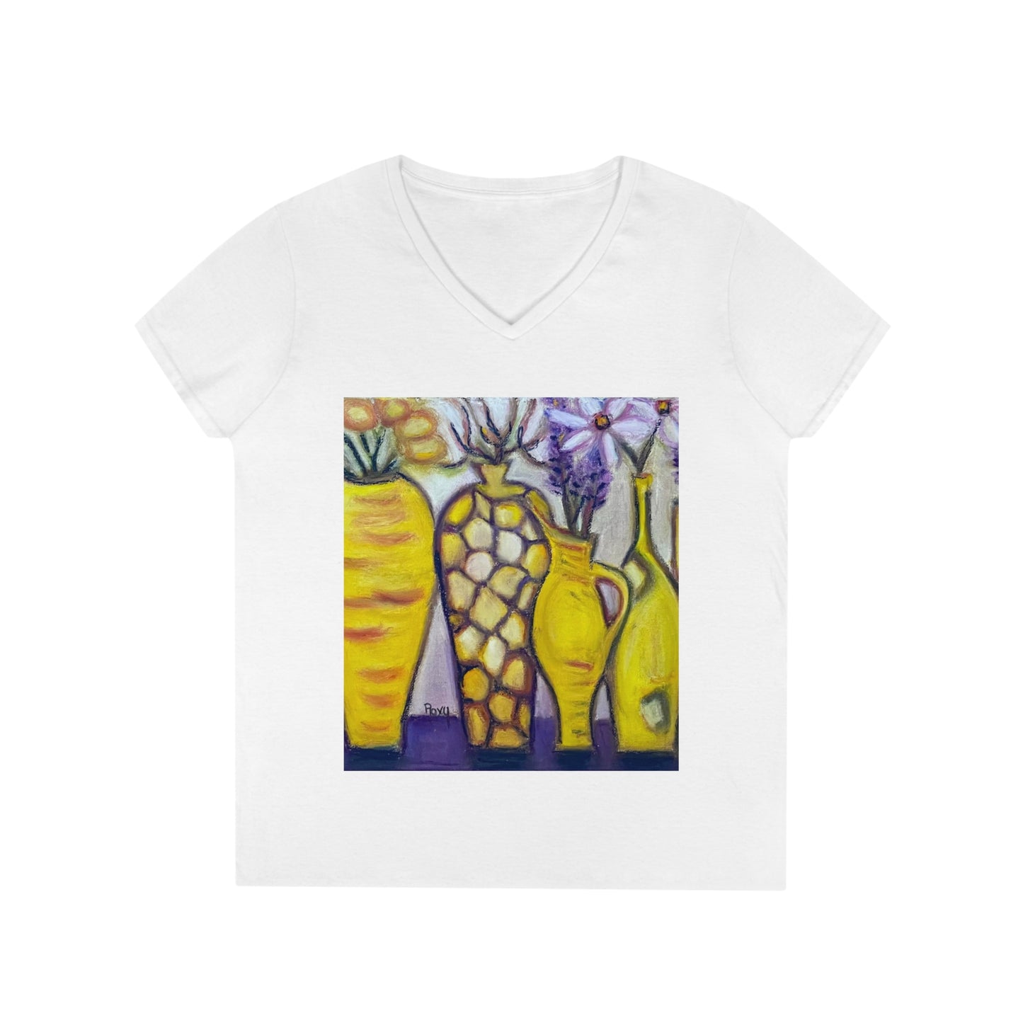 Yellow Vases Ladies' V-Neck T-Shirt