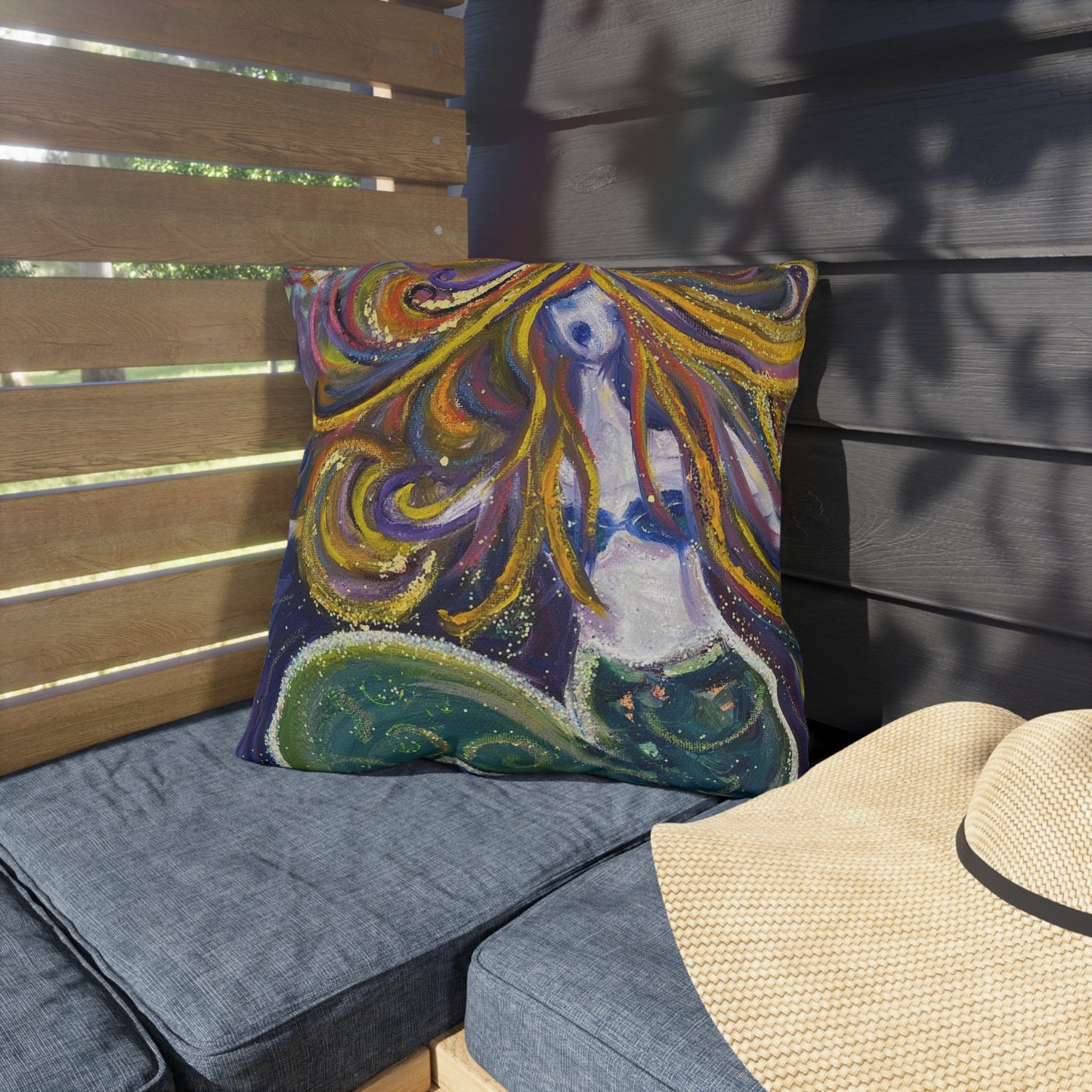 Screaming Siren (Mermaild) Outdoor Pillows