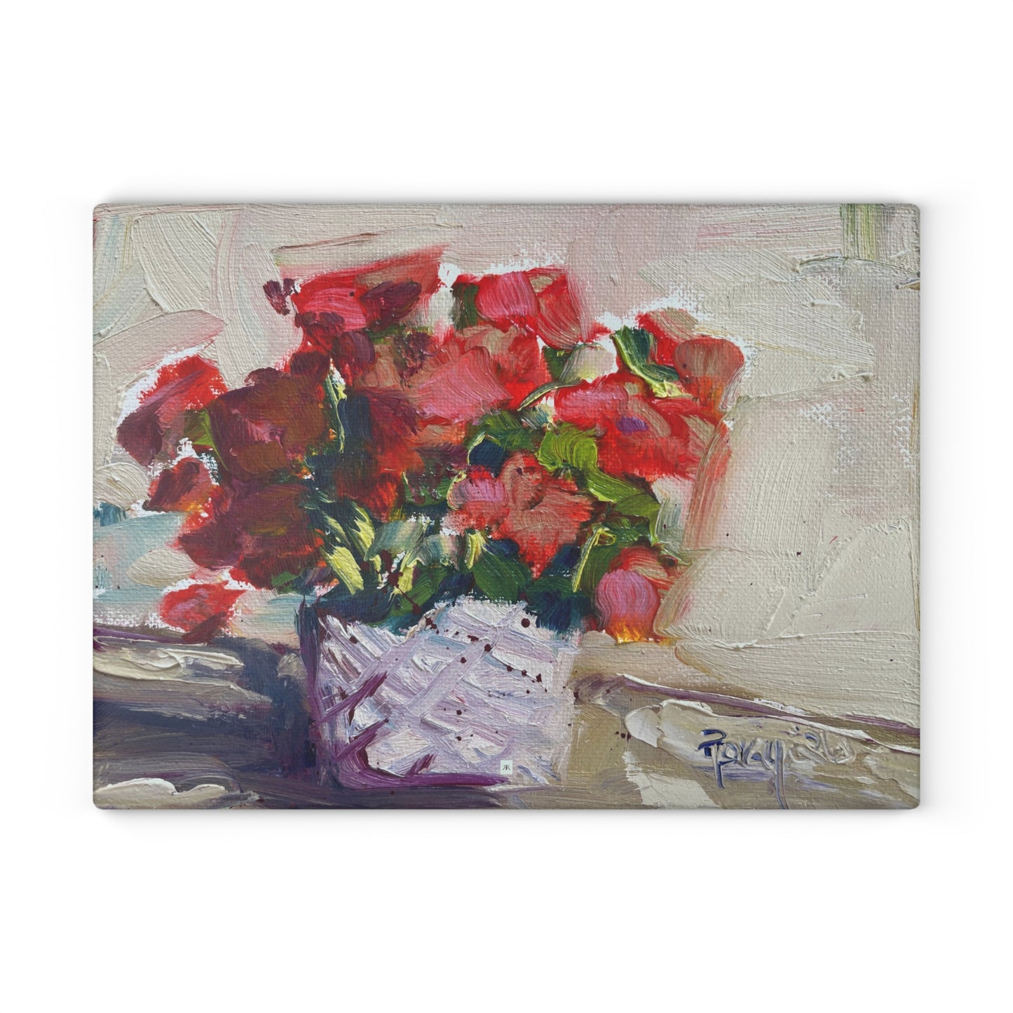 Glass Cutting Board-Basket Blooms