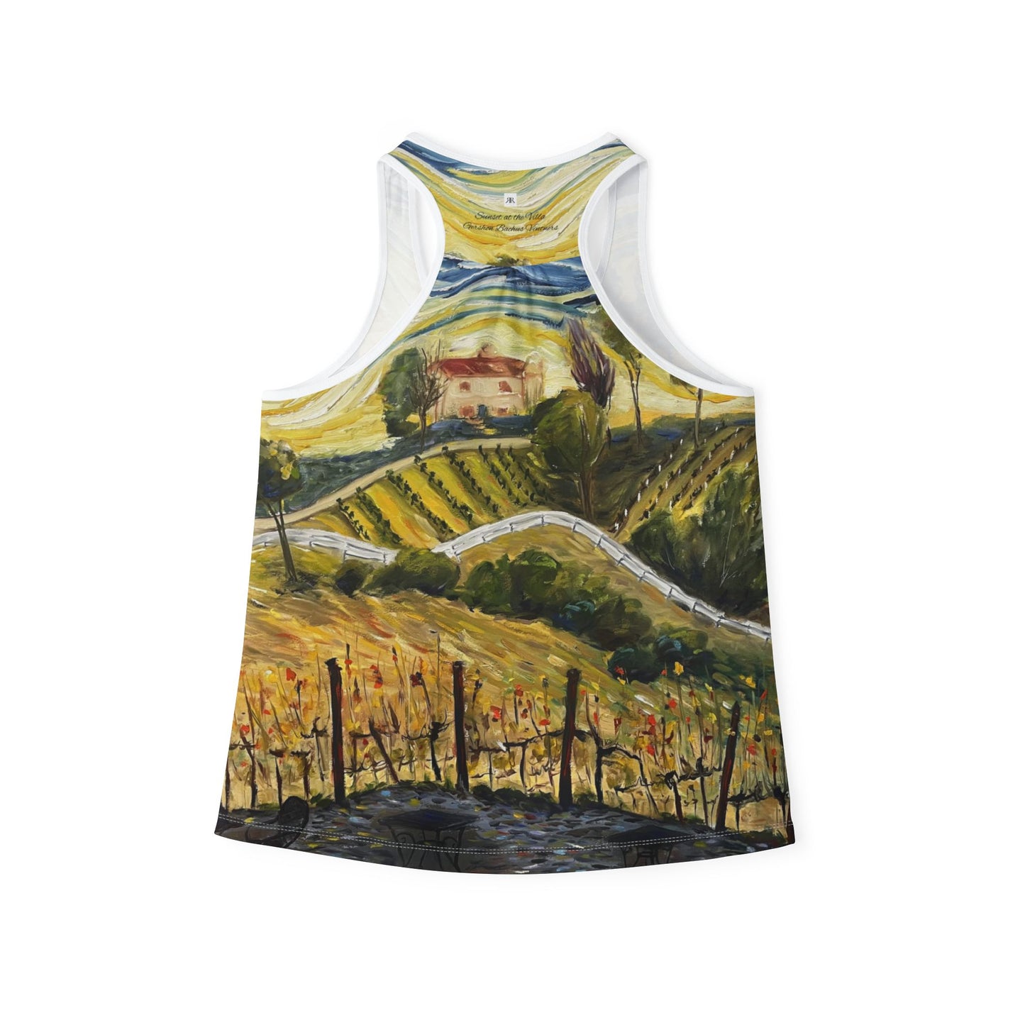 Women's Racerback Tank Top-Sunset at the Villa-Gershon Bachus Vintners