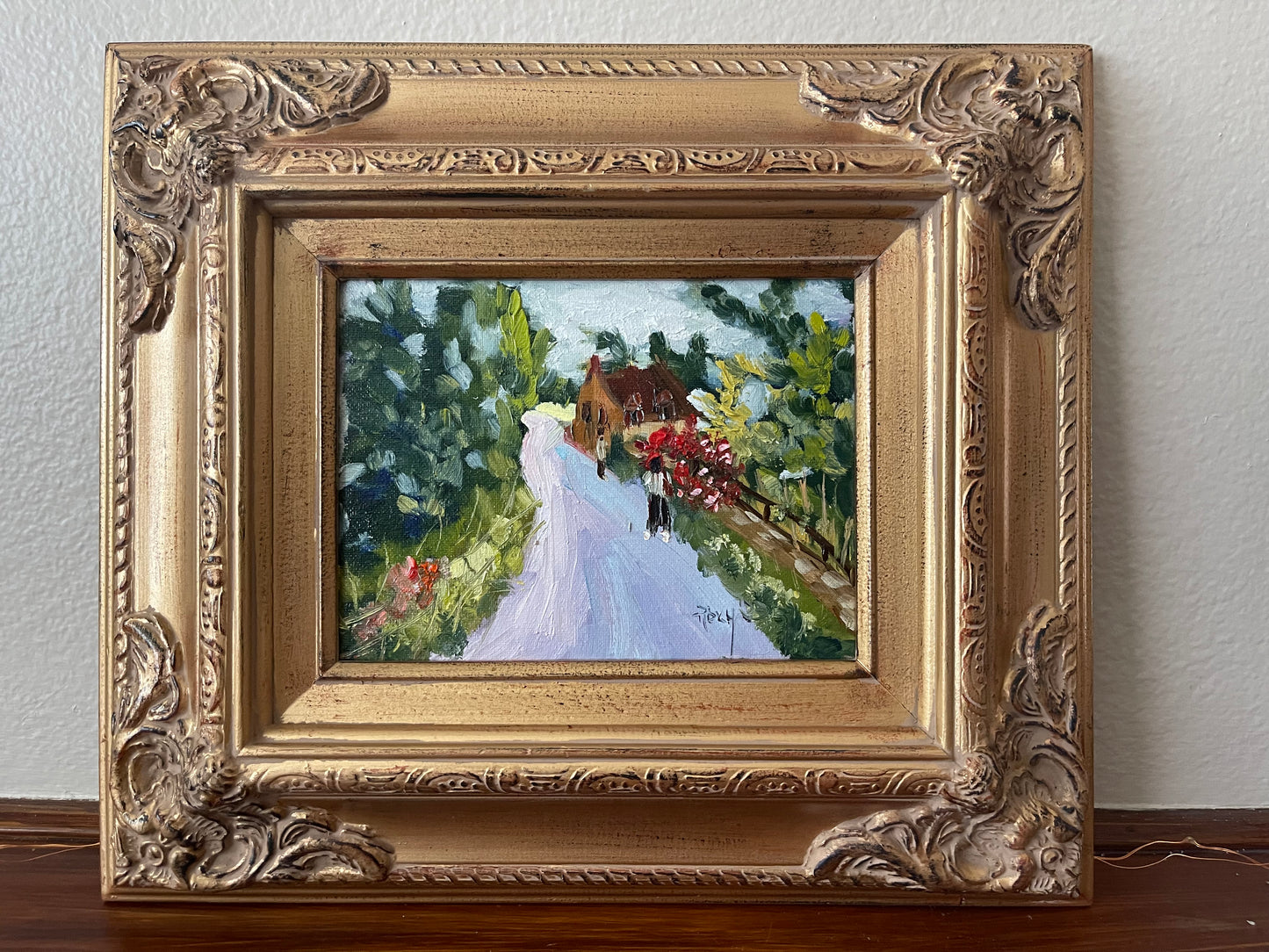 Summer Stroll in SnowshillCotswolds-Original Oil Painting 6x8 Framed