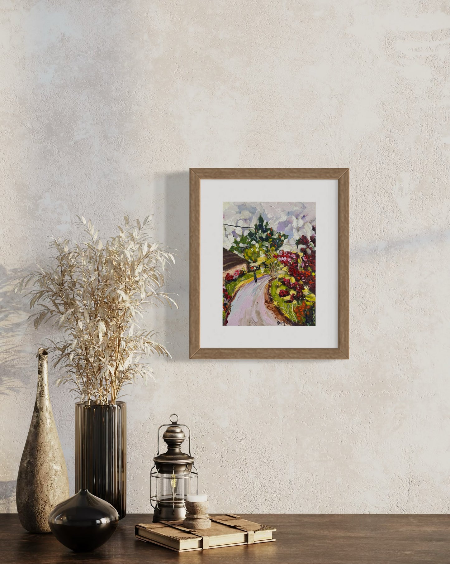 Dreamy Walk in Churchill-Cotswolds Original Oil Painting 8 x 10 Framed