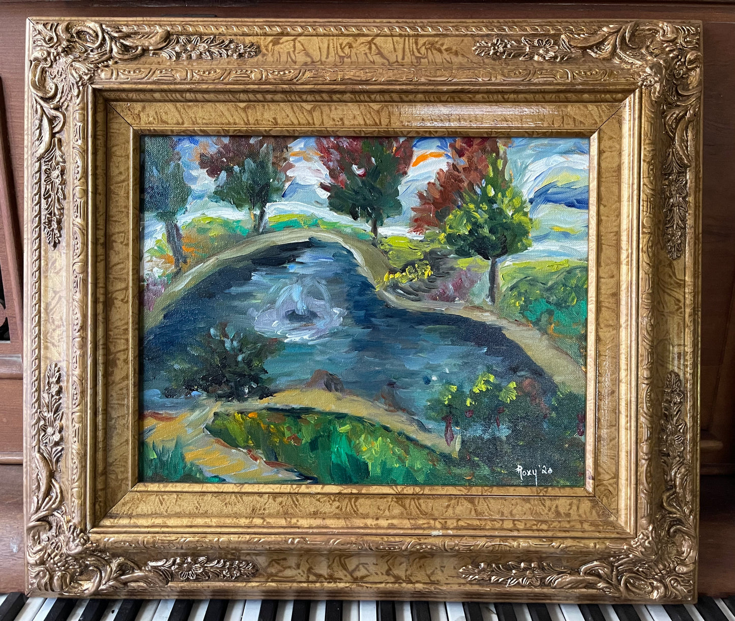 Temecula Duck Pond-Original Oil Landscape Painting Framed