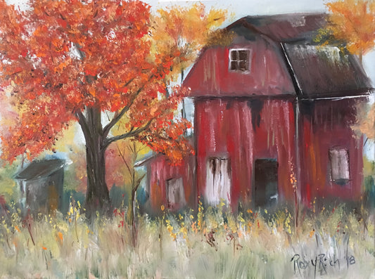 The Abandoned Barn Original Oil Landscape Painting Framed