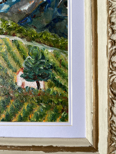 Avensole Vineyard and Winery-Original Contemporary Impressionism Oil Landscape Painting Framed