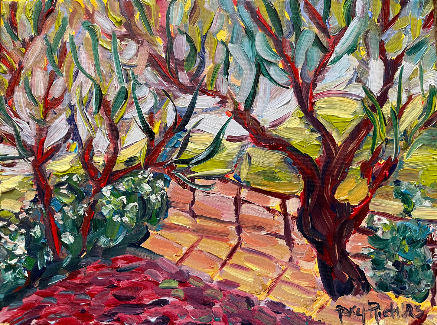 Breezy Trees Original Oil Painting 9 x 12 Framed