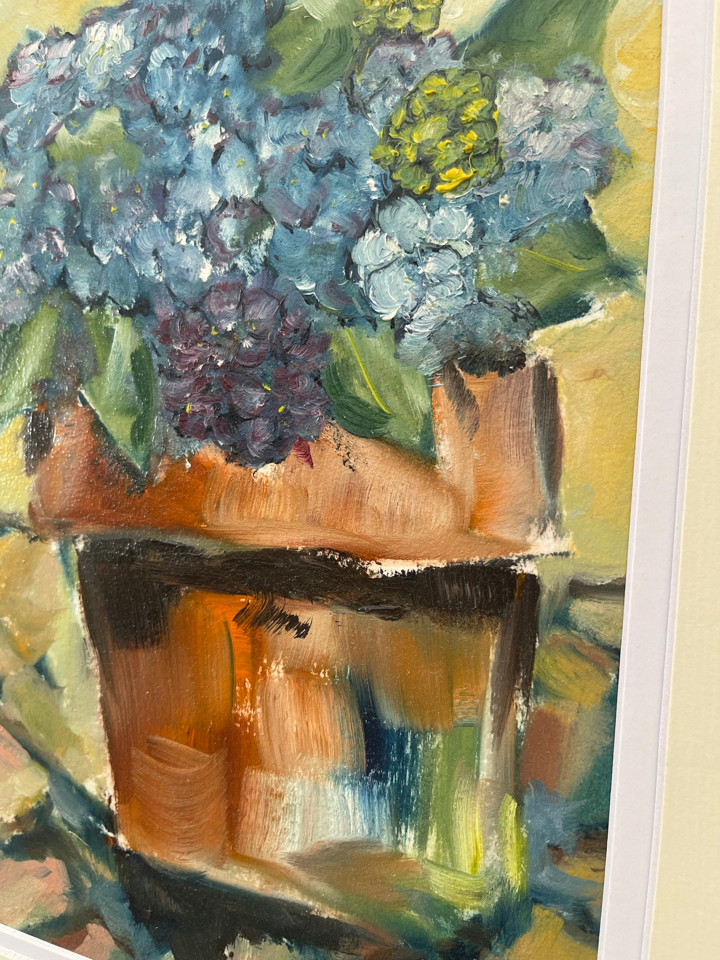 Hydrangeas on the Patio Original Oil Painting 12 x 16 Framed