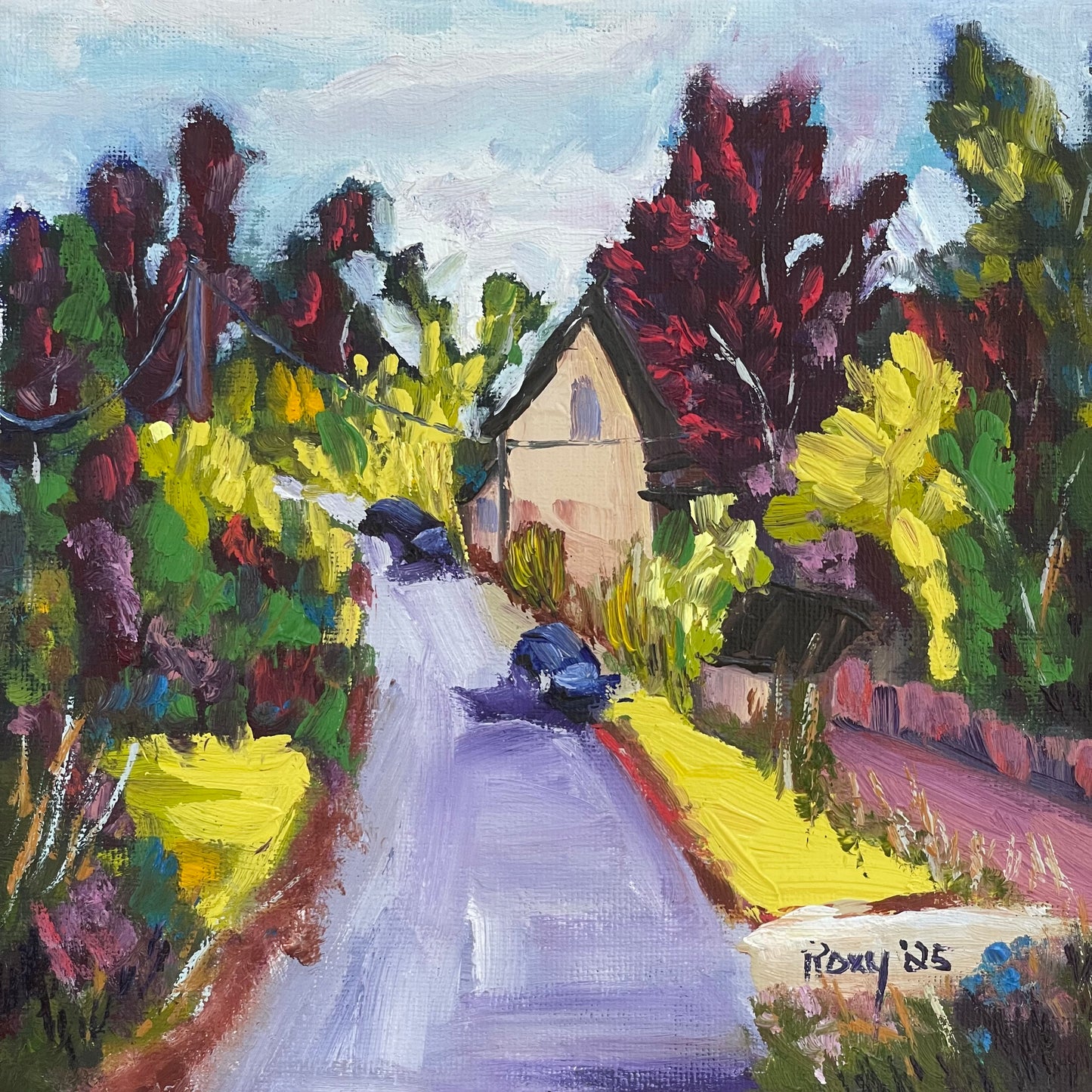 Passing through Whitney-Cotswolds Original Oil Painting 8 x 8 Framed