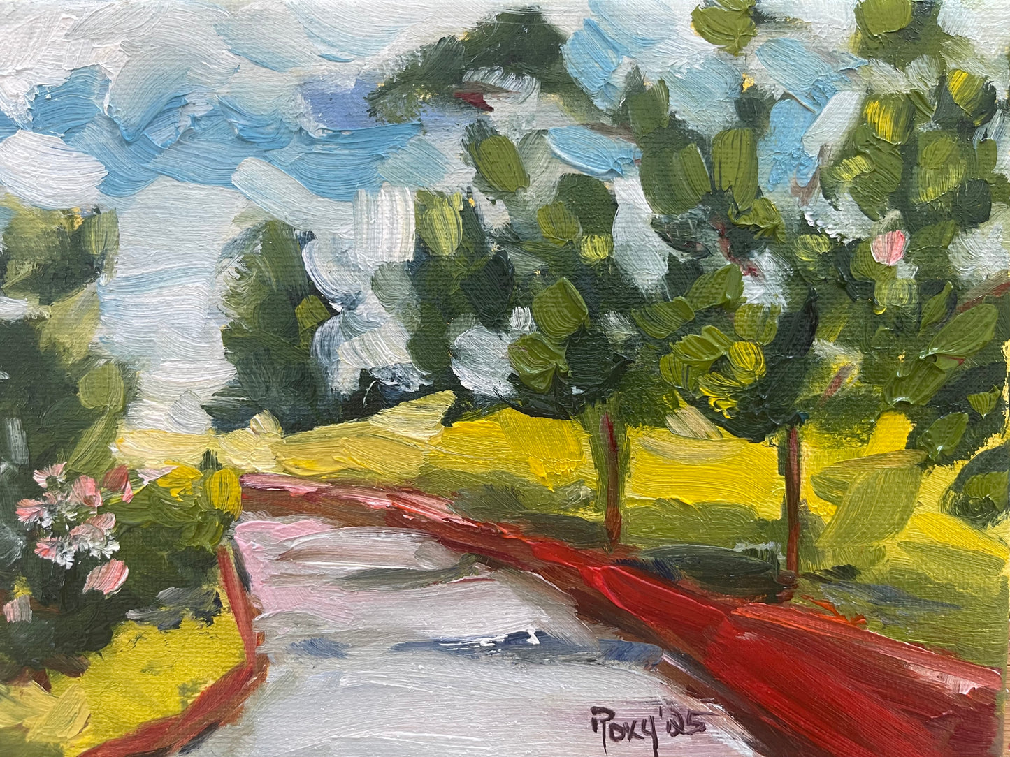 Rustic Road-Cotswolds-Original Oil Painting 6x8 Framed