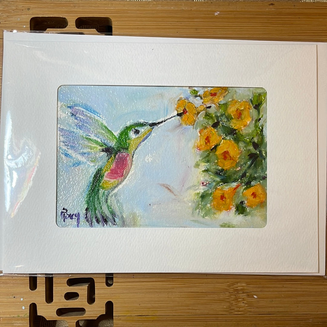 Hummingbird with Yellow Tube Flowers