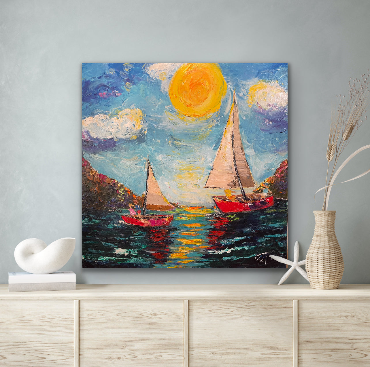 Sunny Sails Original Acrylic Painting 30 x 30