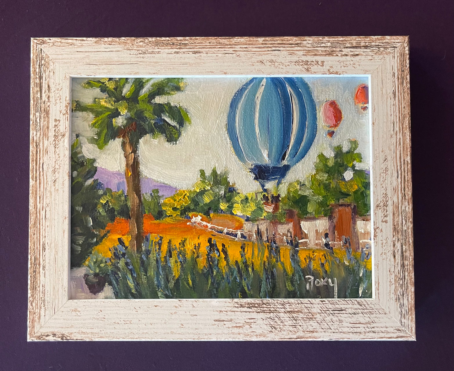 Balloons by Lorenzi Original Oil Painting 6x8 Framed