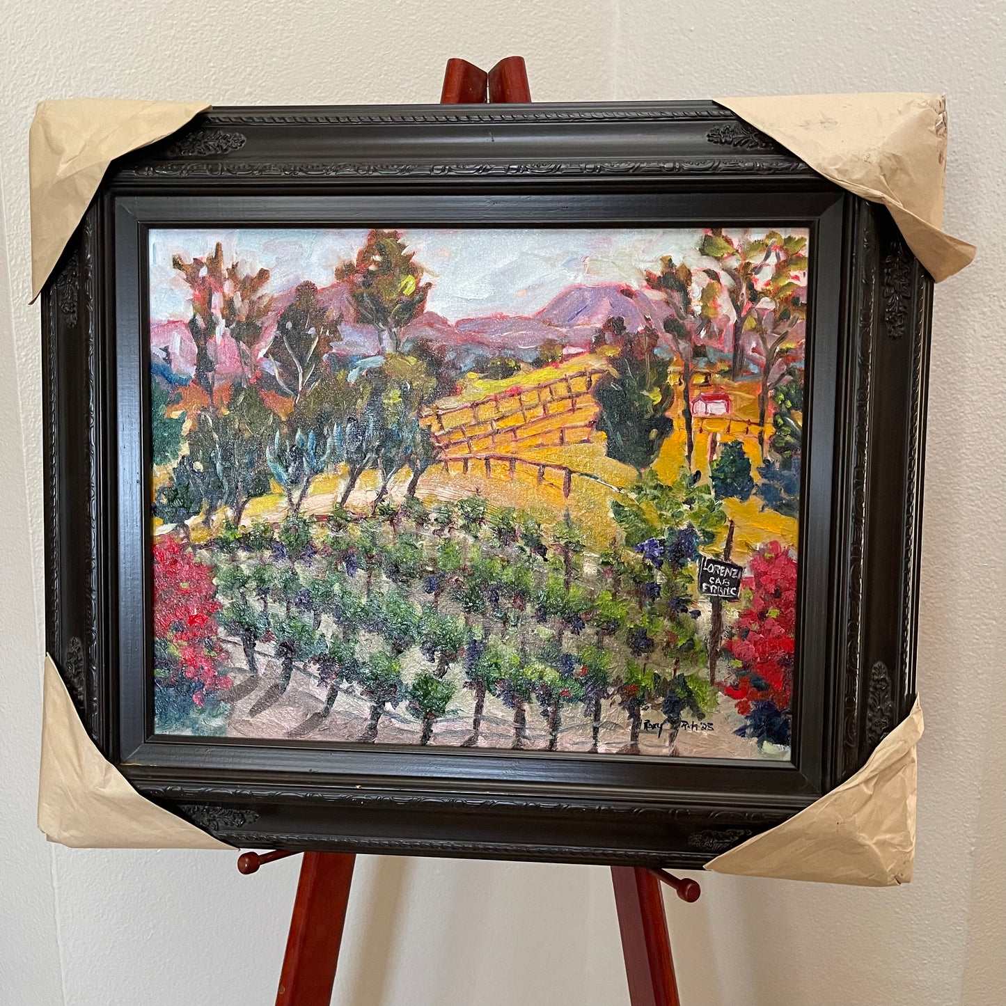 Cab-Franc Lot at Lorenzi Estate-Original Oil Landscape Painting 16 x 20 Framed