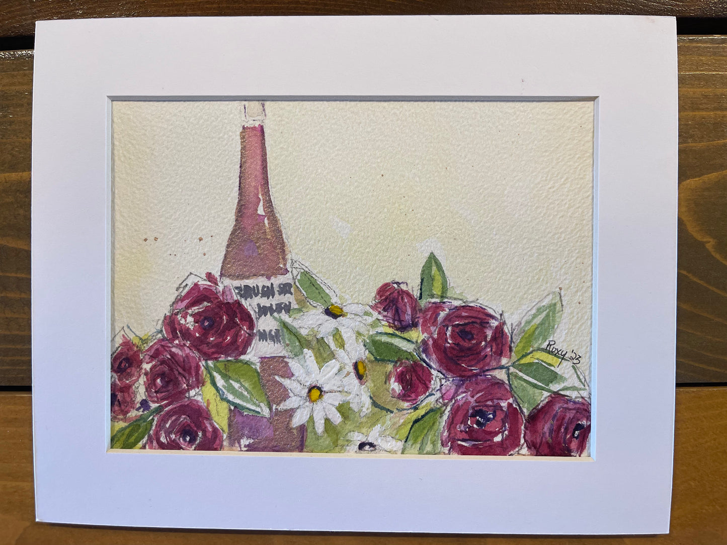 Rose and Roses  Original Watercolor Painting 6x8