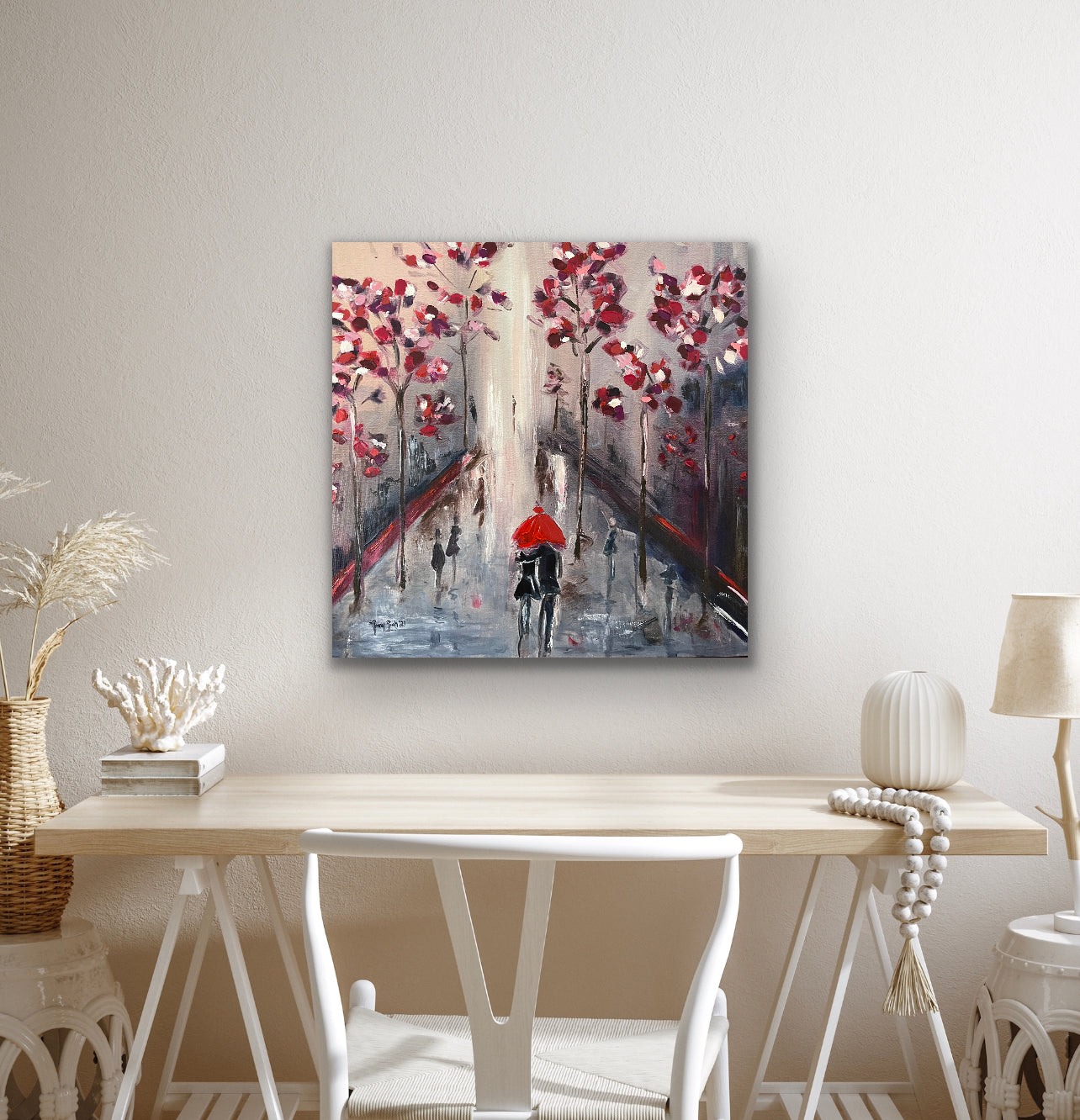 Strolling in Paris 30 x 30 Embellished Giclee Print