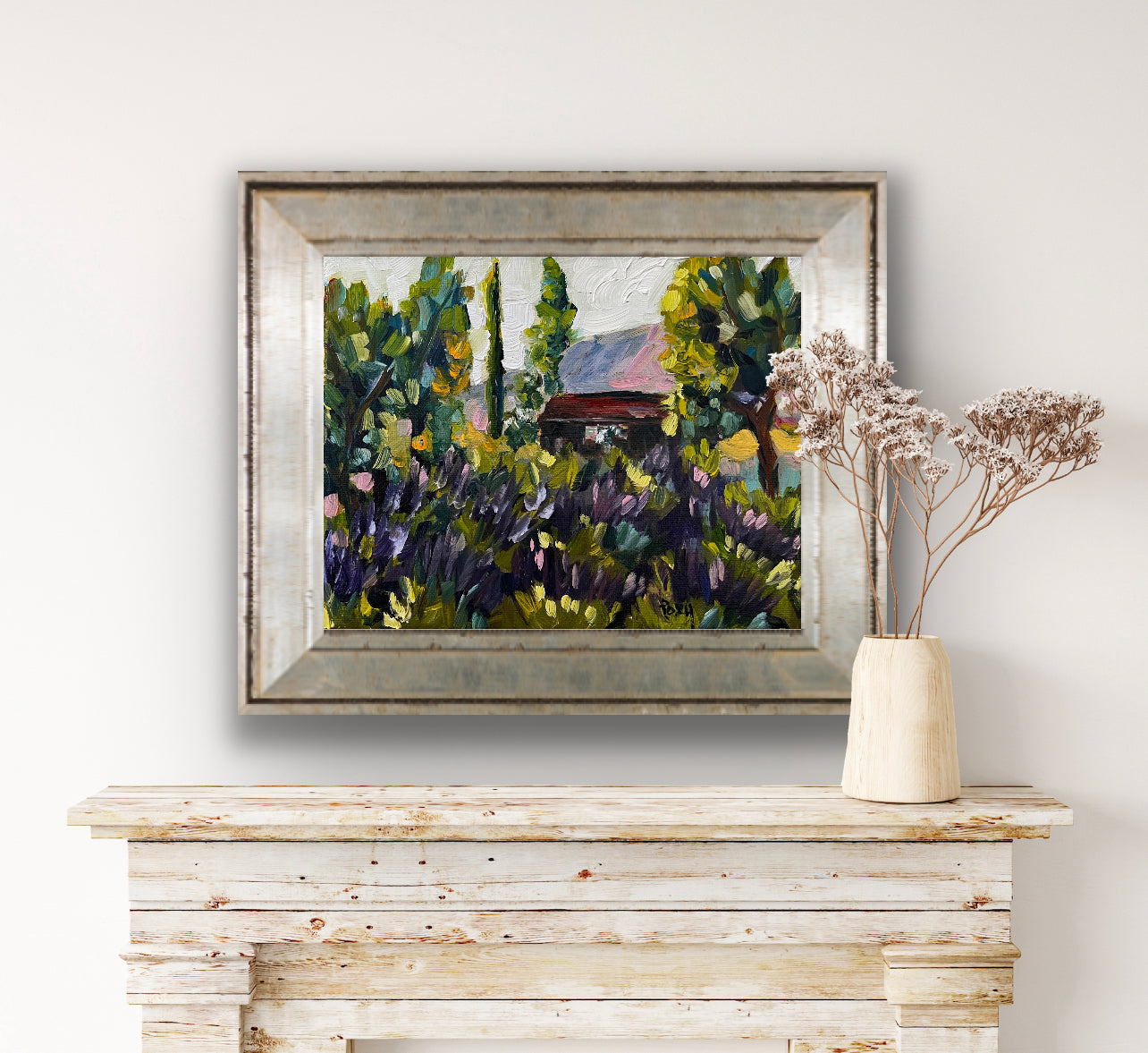 Temecula Lavender Farm Original Oil Painting 8 x 10 Framed