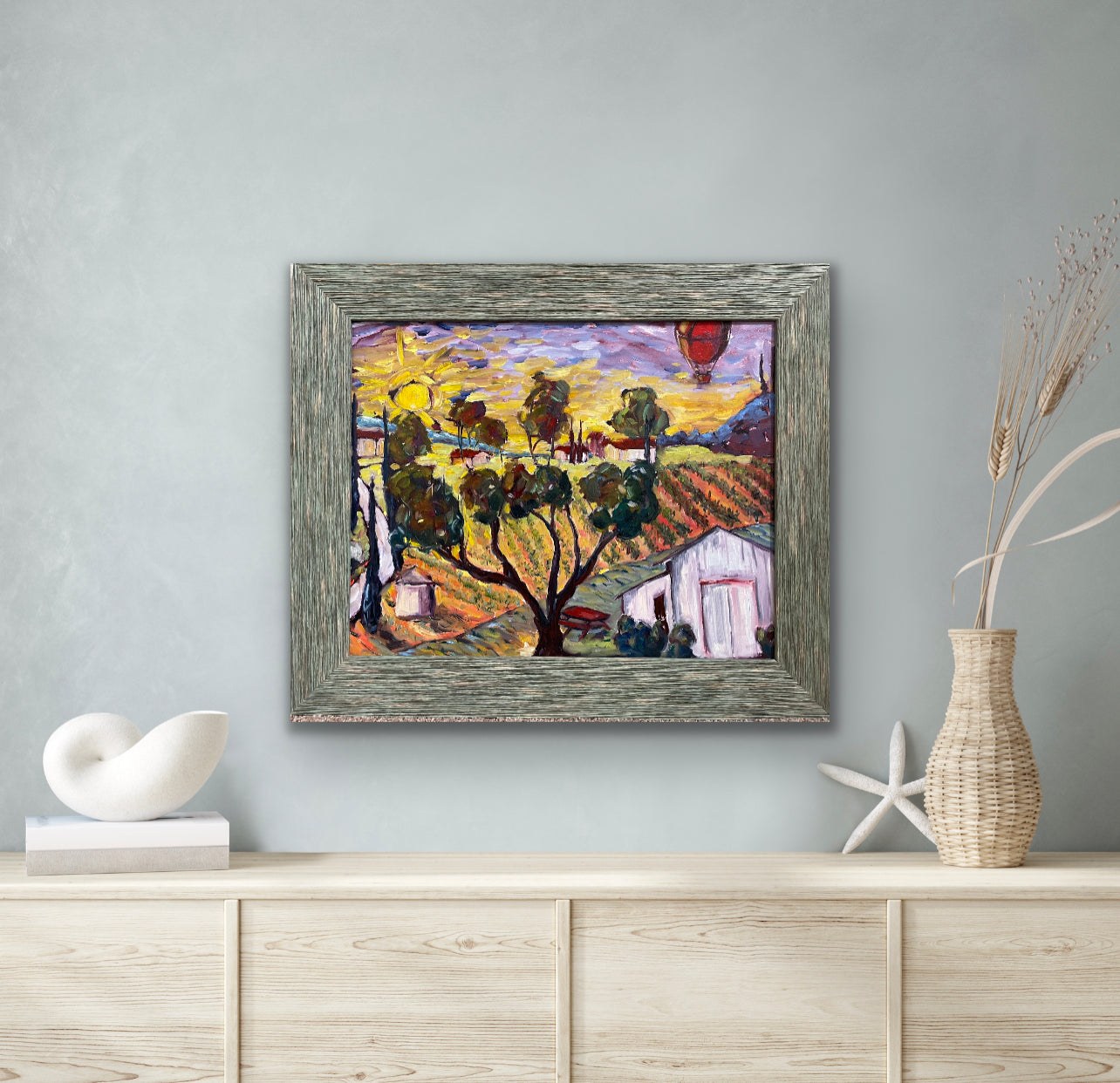 Peinture de paysage à l’huile ultime Sunrise-Original 16 x 20 encadrée