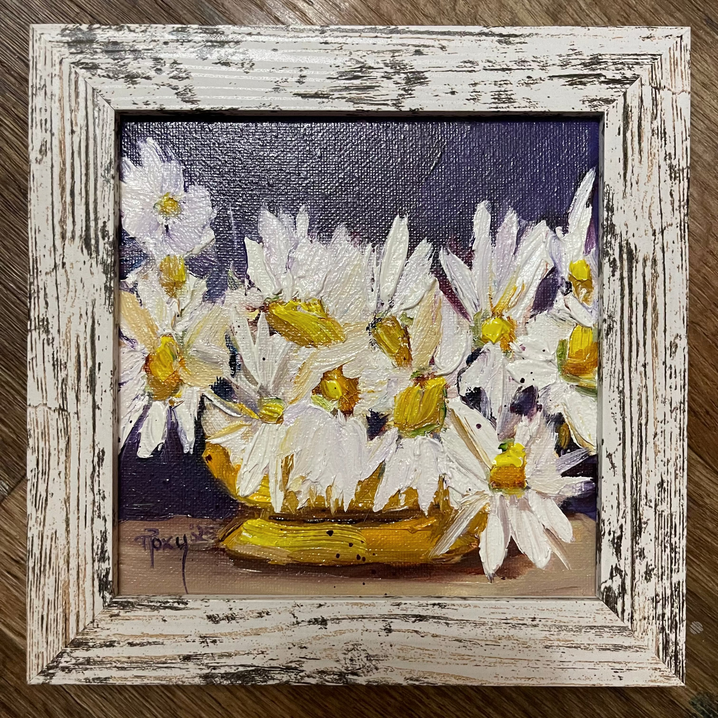 Vase of Daisies-Original Oil Painting Framed