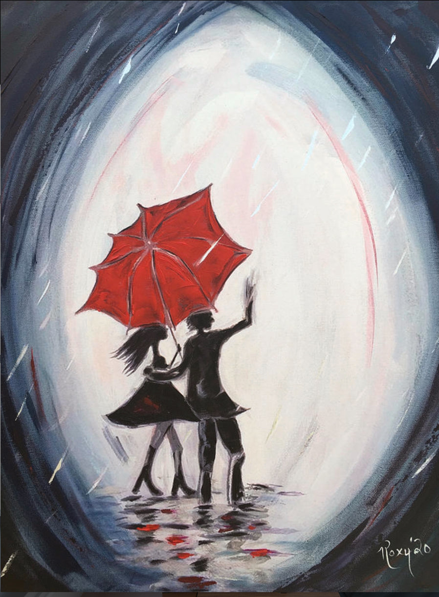 Marcher sous la pluie 24 x 30 Impression giclée embellie