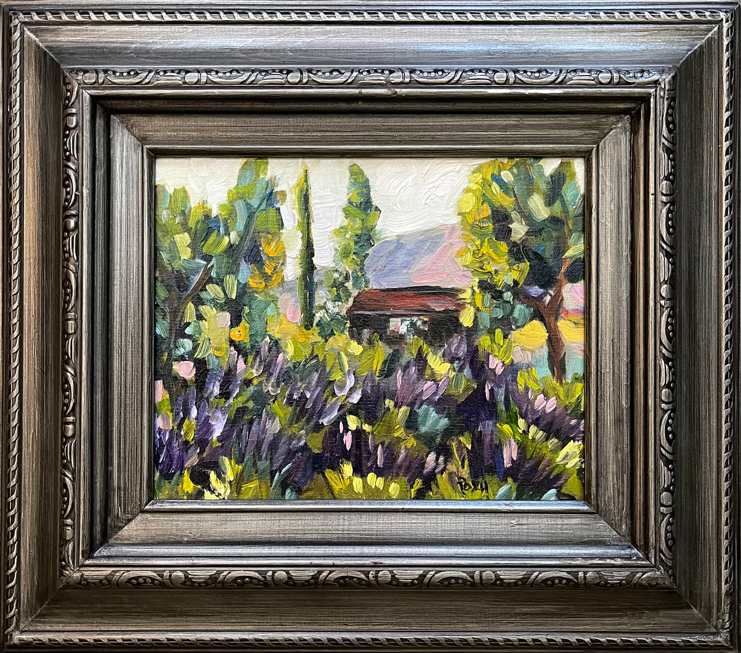 Temecula Lavender Farm Original Oil Painting 8 x 10 Framed