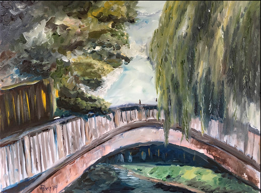 The Bridge to Dorking-Original Oil Painting Framed