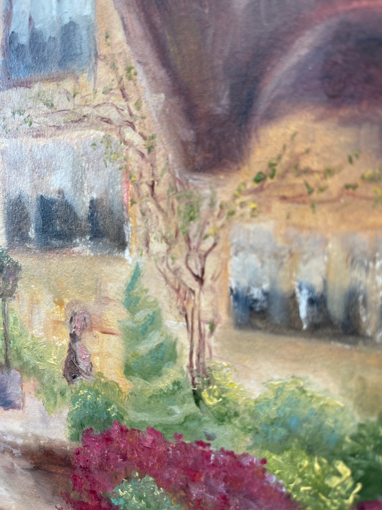 April Cottage-Peinture à l’huile originale des Cotswolds encadrée