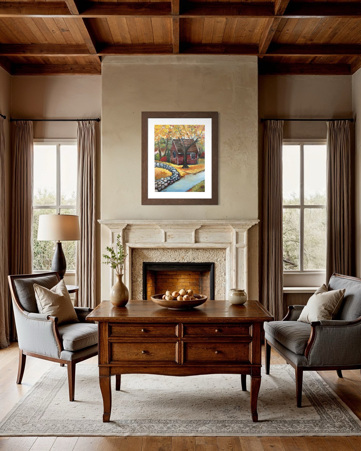 Autumn Retreat Original Oil Landscape Painting Framed